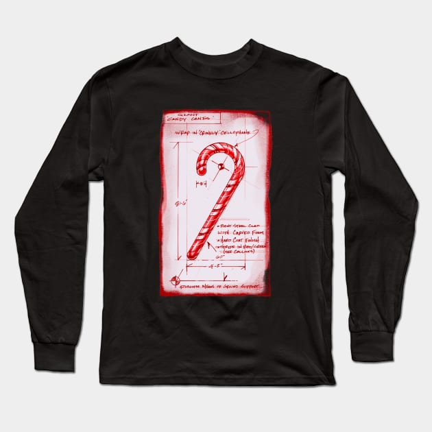 Candy Cane tech spec Long Sleeve T-Shirt by KJTcreative